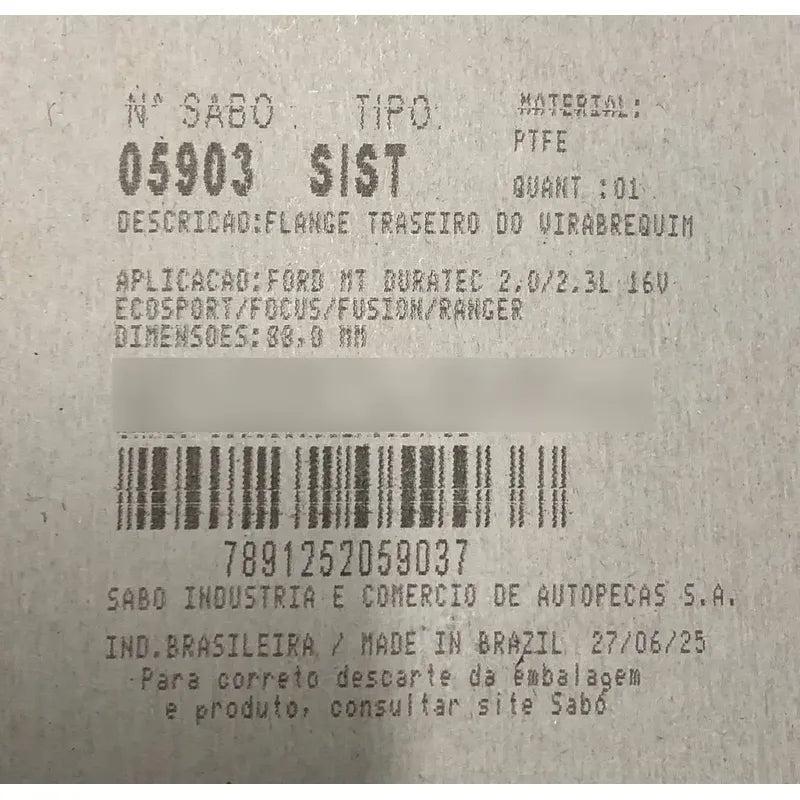Estopera Cigueñal Trasera Ecosport Mazda 3 2.0